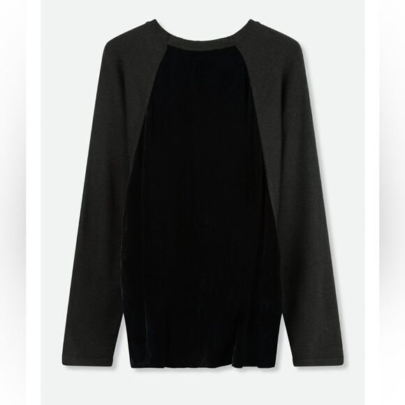 Lamberto Losani Black Velvet Knit Silk Wool Sweater | Size S - Picture 1 of 8